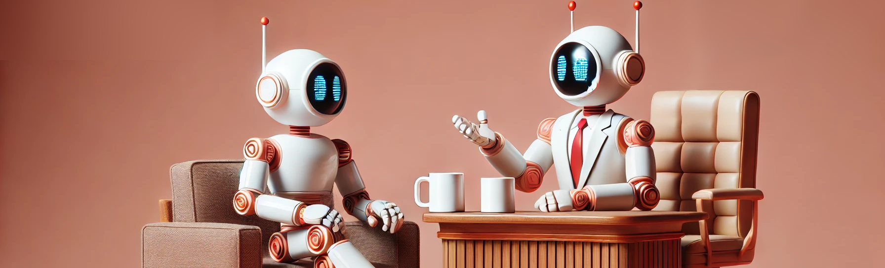 Illustration of two robots in a talkshow